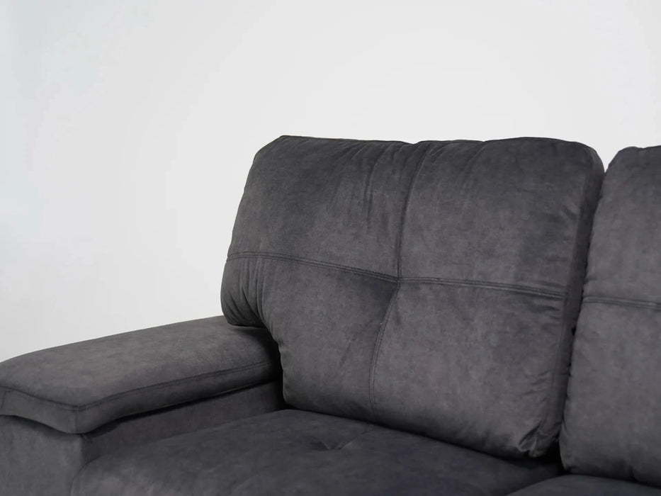 2 Seater In Dark Grey Velvet With Chrome Feet Kansas - Sample Sofas 19