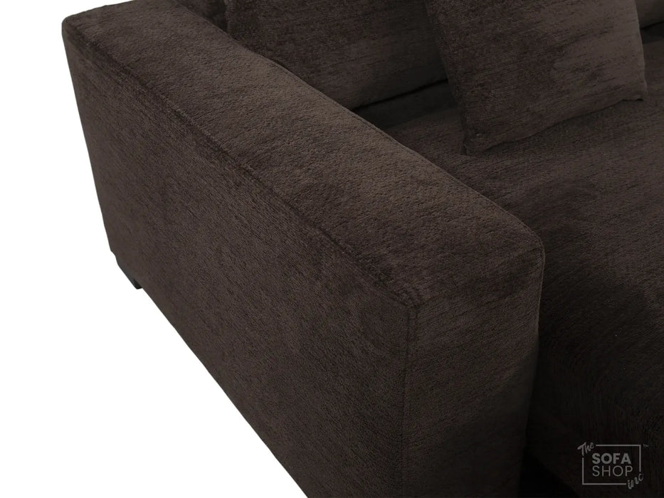 Extendable Electric Sofa - Bed in Brown Corduroy Fabric | 3 Seater Home Cinema Couch with Power Slider | USBc Charging Ports | Palma