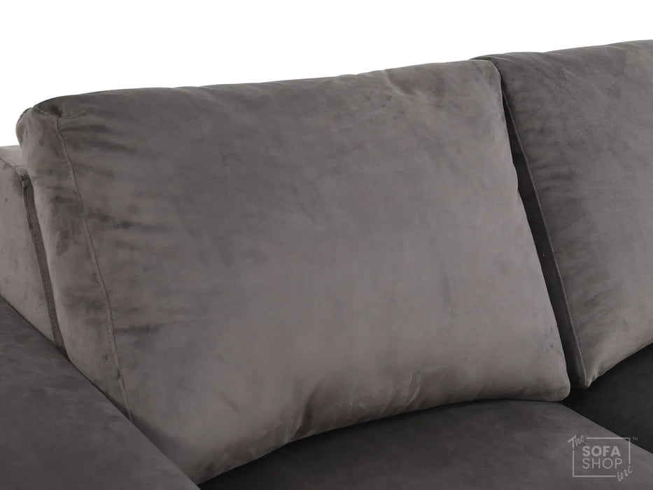 Extendable Electric Sofa - Bed in Grey Velvet Fabric | 3 Independant Power Motion Seats Perfect for Cinema Room & Home Theatre | 3 Seater with Cupholder + USBc & Wireless Charging | Almeria