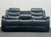 Sortino 3 Seater Recliner Sofa in Black Leather - Backrest Stained at Top, Minor Scuff on Side Panel, Sofa is Sticky - Second Hand Sofa 99