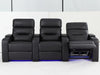 3 Seat Electric Recliner Home Cinema Theatre Sofa | Real Leather Couch in Black with Power Reclining, Power Headrests, LED Cup Holders & Storage Arms - 24