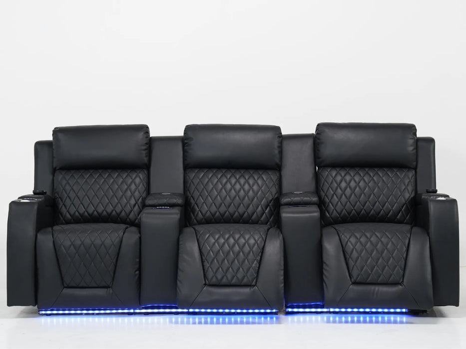 3 Seater Electric Recliner Cinema Sofa In Black Leather | Cinema Sofa | Venice Series One | Sample Sofas 49