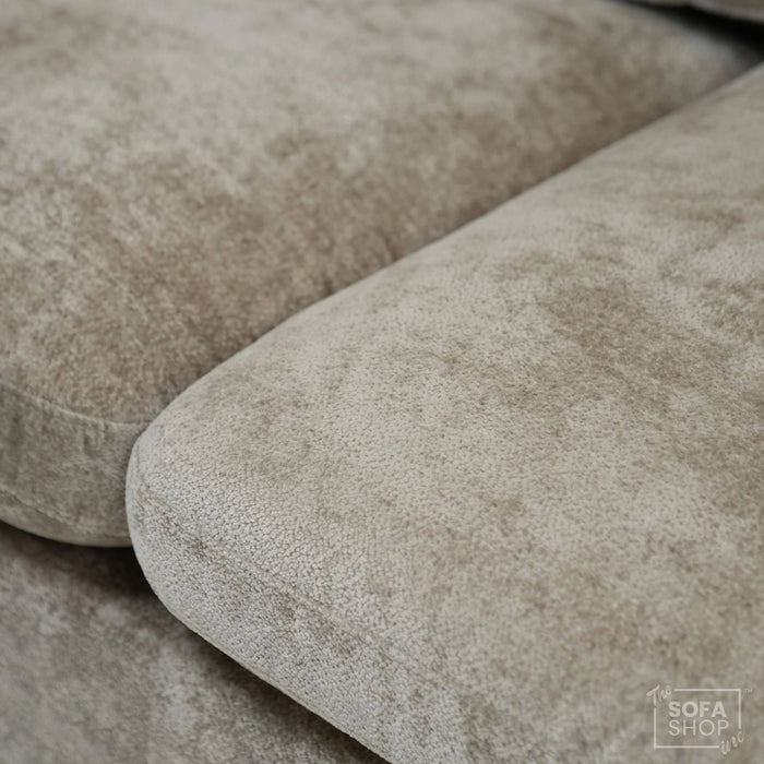 2 Seater Beige Static Sofa With Removable Cushions | Dent On LHF Arm | Genova | Second Hand Sofa 29