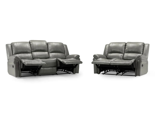 3+2 Grey Leather Recliner Sofa Set | Modern Comfort & Style | Suzi | The Sofa Shop