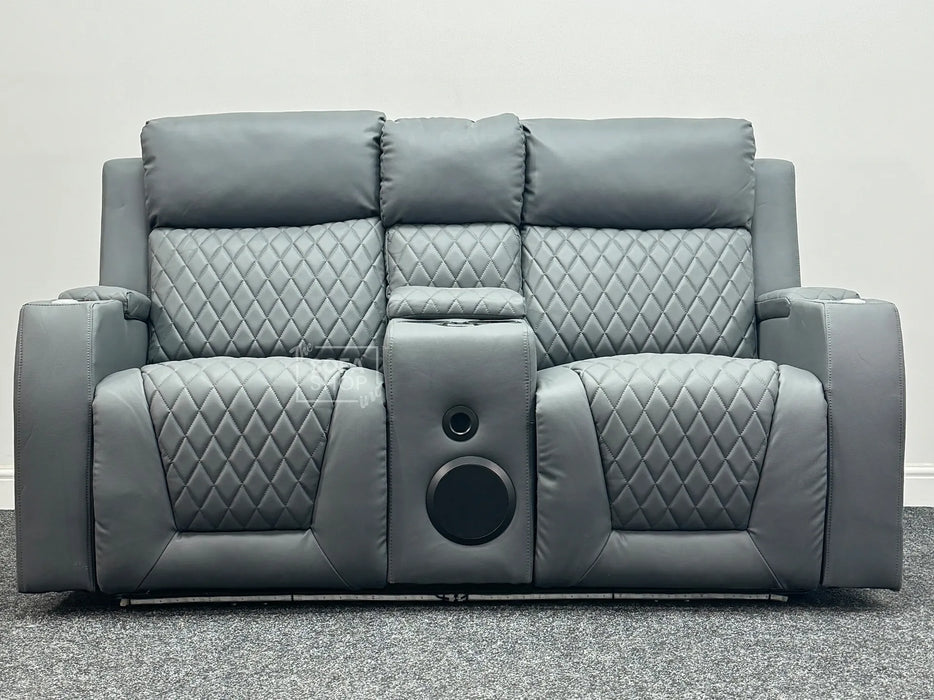 Venice Series One 2 Seater Electric Recliner Smart Cinema Sofa In Grey Leather - Ex Display Sofa 96