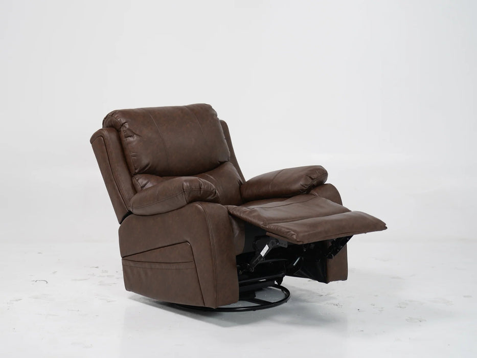 Brown Leather Rocking & Swivel Massage Chair - 12