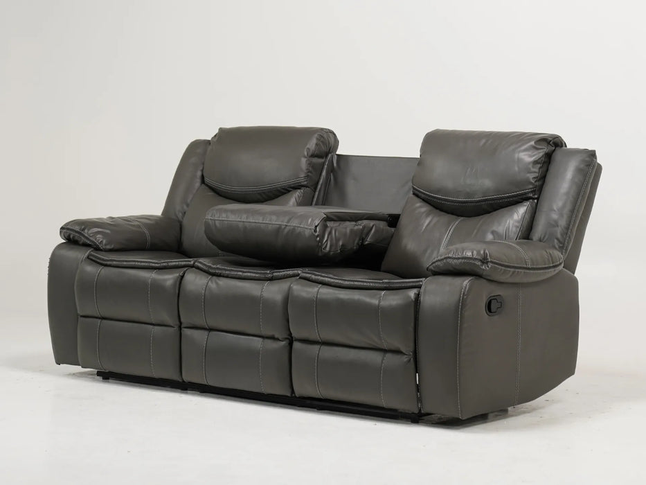 3 Seater Recliner Sofa In Grey Leather | Used + Rip on Left Front Side Panel | Highgate | Second Hand Sofas 33