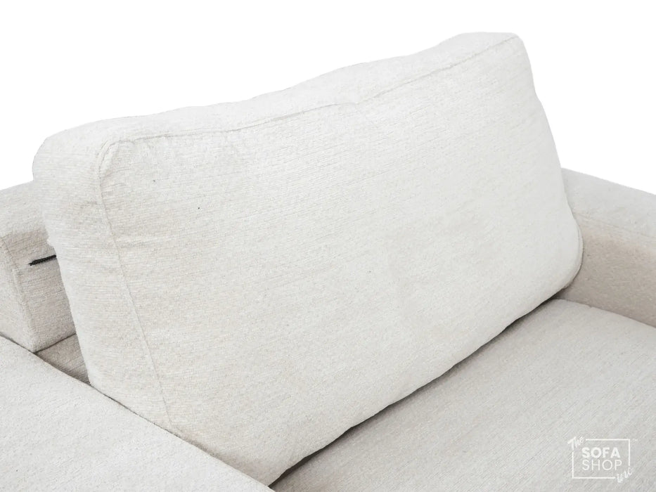 Extendable Electric Sofa Bed Chair in Cream Chenille Fabric | 1 Seat Power Sliding Sofa Bed Perfect for Home Cinema & Theatre Room | USBc + Extra Cushions - Palma