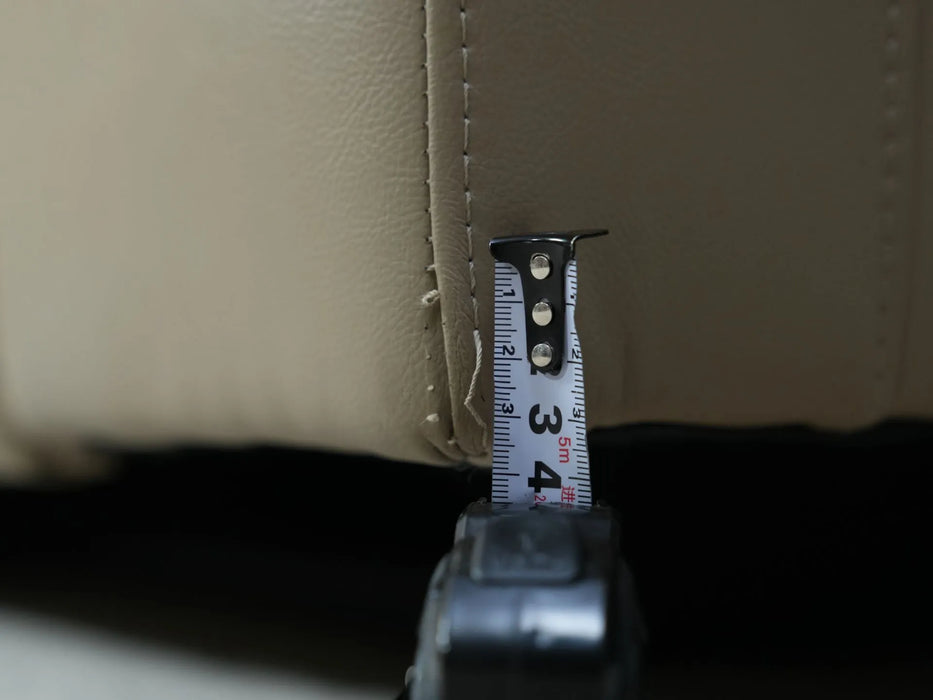 2 Seater Electric Recliner Sofa in Cream Faux Leather | Storage, Cup Holders & USB Ports | Scuff on Side Panel + No Feet | Solero | Ex Display Sofas 111