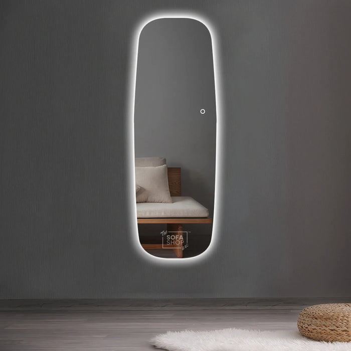 Frameless Acrylic Full Length Mirror with Three-Color Lighting - 70x180cm