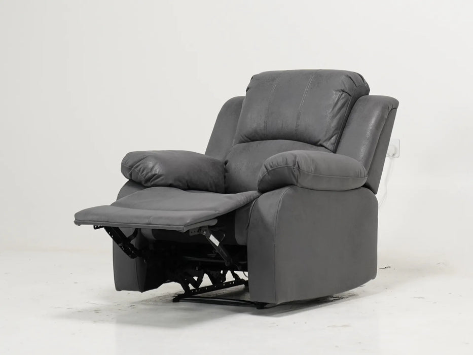 Recliner Chair in  Light Grey Plush Fabric | Trento | Sample Sofas 36