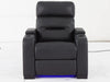 1 Seat Electric Recliner Chair Home Cinema Sofa | Real Leather Chair in Black with Power Headrest + LED Cup Holders + Storage - Trapani - 25