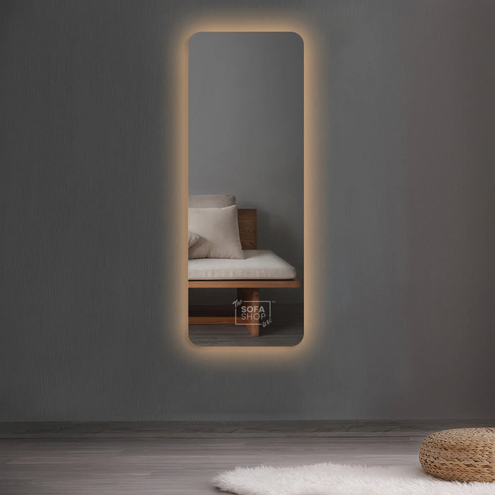 Frameless Rectangular Mirror with Adjustable Lighting - 70x180cm