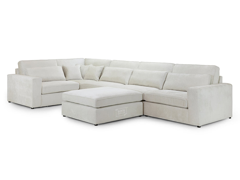 Left Hand Facing Corner Sofa in Grey, White Or Mocha Fabric -  Kiana