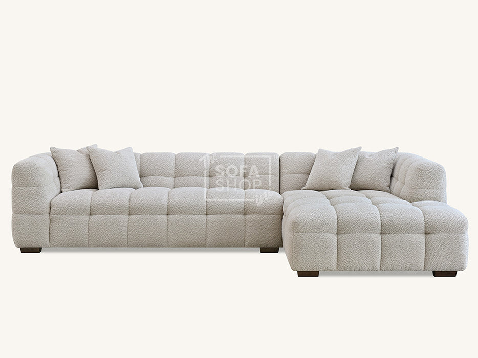 Left Hand Cream Corner Sofa In Boucle Fabric - Tribeca