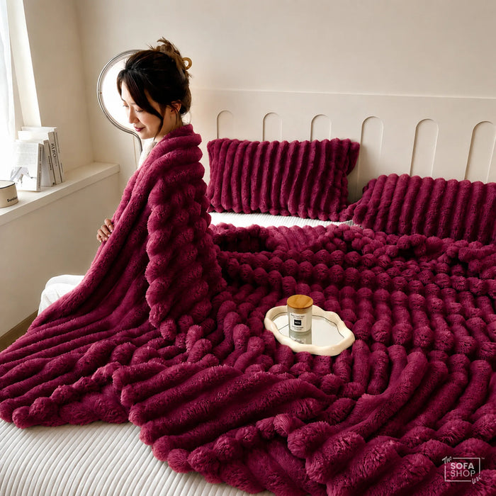 Premium Red Flannel Plush Blanket 150x200cm | Warm Soft Plush Throw for Couch, Bed And Sofa | The Sofa Shop