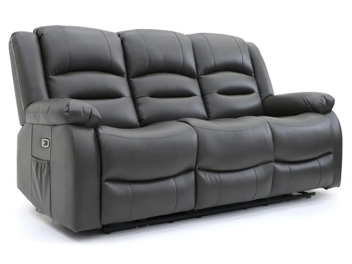 3 Seater Electric Recliner Sofa | Grey Leather Recliner With USB Ports, Drop-Down Table & Cup Holders | Alva | The Sofa Shop