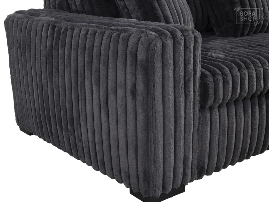 Extendable Electric Sofa Bed Chair in Grey Corduroy Fabric | 1 Seater Smart Cinema Couch with Power Sliding Motion | USBc Charging Ports | Palma