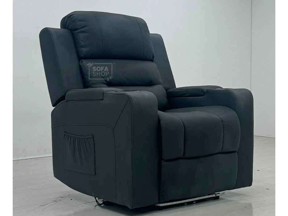 Siena Electric Recliner Chair & Cinema Seat in Black Fabric - Massage + Power Headrest + USB - Seat stained - EX Display Chair 89