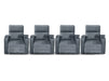 Row of 4 Electric Home Cinema Seats in Grey Leather Aire, With Recliner, Massage Seats, Removable Table, USB, Lights, Chilled Cupholders - Modena