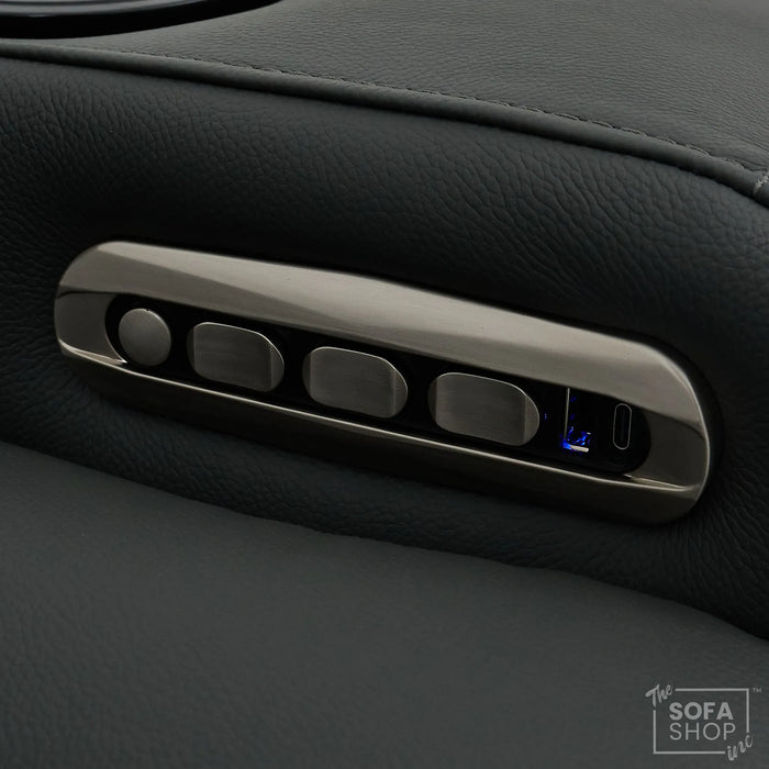 1 Seater Real Leather Electric Recliner Cinema Chair in Grey | Massage, Power Lumbar, Power Headrest, Power Grommet | Milano | The Sofa Shop