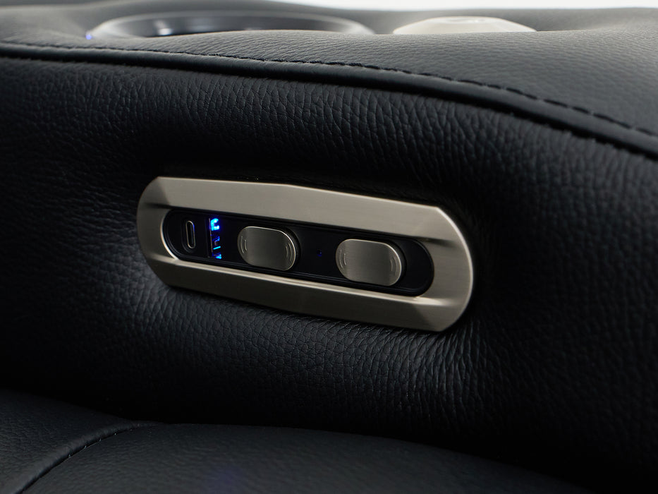 1 Seater Black Real Leather Cinema Chair | Hi-Tech Power Seat with Massage, Food Tray & Power Headrest | Capri