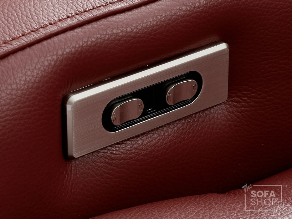 1 Seat Real Leather Electric Recliner Chair Home Cinema Sofa In Red with Full Reclining Seat + LED for Home Theatre Setup | Capri | The Sofa Shop