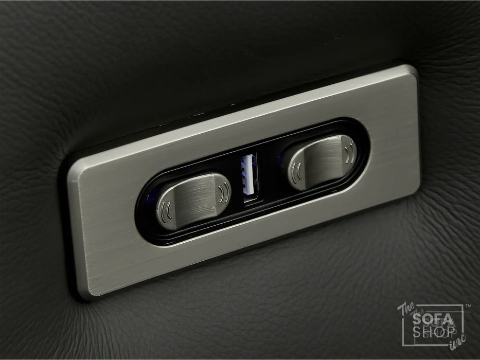 1 Seat Real Leather Electric Recliner Chair In Grey | Hi-Tech Chair with Power + USB + Adjustable Headrest | Turin Series One