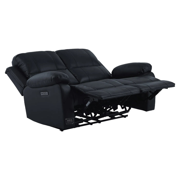 Trento 2 Seater Black Real Leather Electric Recliner Sofa | Smooth Power Recline, USB-C Charging | The Sofa Shop