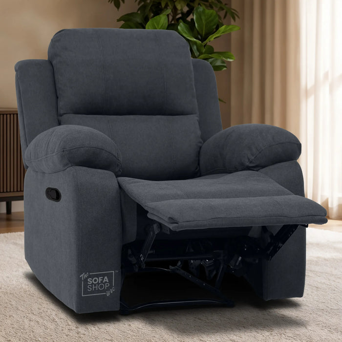 1 Seater Manual Recliner Chair | Dark Grey Fabric | Trento