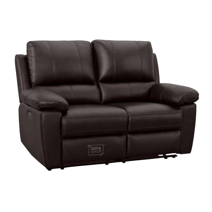 3+2+1 Electric Recliner Sofa Set in Dark Brown Real Leather | Hi-Tech Leather Suite with Power Recline + Drop-Down Table + Cup Holders + USB-C Charging + Wall-Hugging Design | Trento | The Sofa Shop