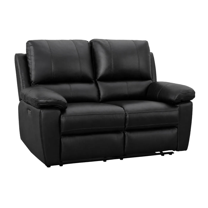2 Seater Electric Recliner Sofa In Black Real Leather | Smooth Power Recliner, USB-C Charging | Trento | The Sofa Shop