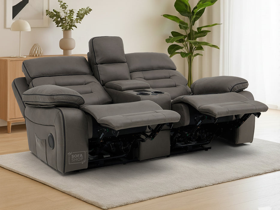 2 Seater Smart Tech Electric Recliner Cinema Sofa | Grey Fabric | Tuscany