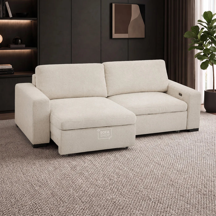 2 Wide Seat Beige Electric Sliding Sofa | Palma