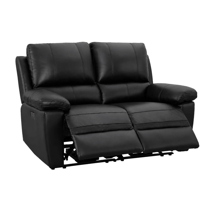 2 Seater Electric Recliner Sofa In Black Real Leather | Smooth Power Recliner, USB-C Charging | Trento | The Sofa Shop