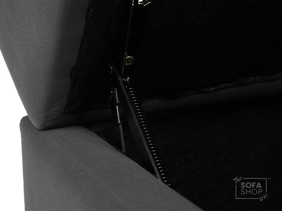 Storage Footstool In Grey Fabric With Dark Grey Piping - Vinsonova