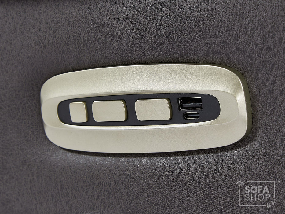 1 Seat Electric Recliner Chair Home Cinema Sofa | Hi-Tech Chair In Grey Fabric with LED Lights + USB + Massage | Sofa Sale | Vinsonova Series One