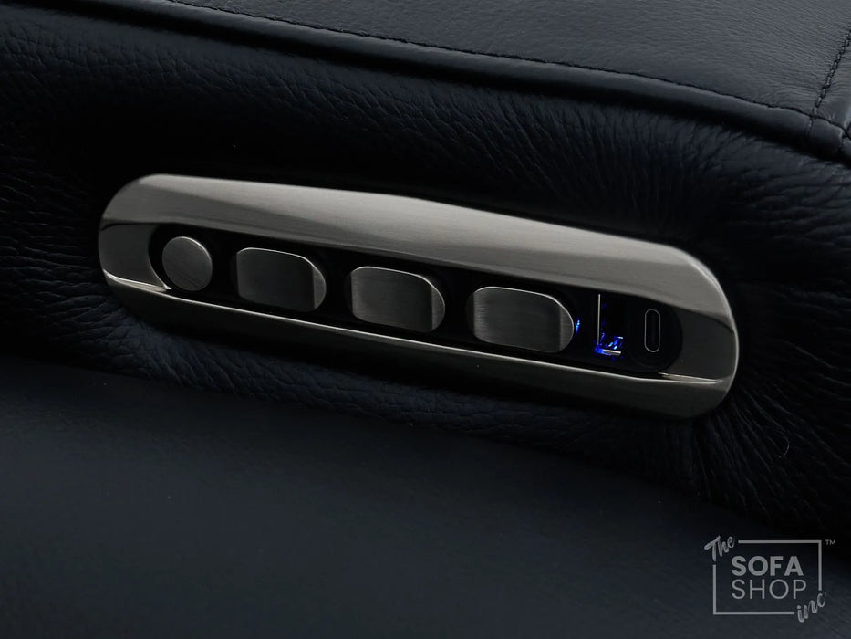 Real Leather Electric Recliner Cinema Chair in Black | Power Seat With Adjustable Headrest & Power Lumbar Support | Milano | The Sofa Shop