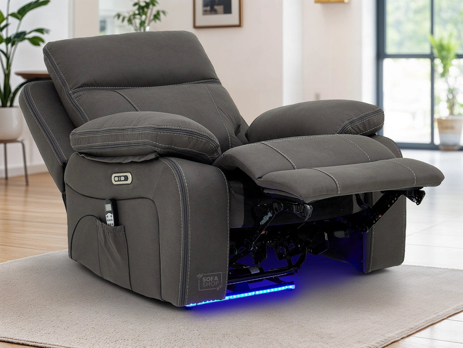 3+2+1 Piece Electric Home Cinema Theatre Sofa Set | Fabric Couch Suite Package In Grey with Console + USB + Massage + Storage | Vinsonova | The Sofa Shop