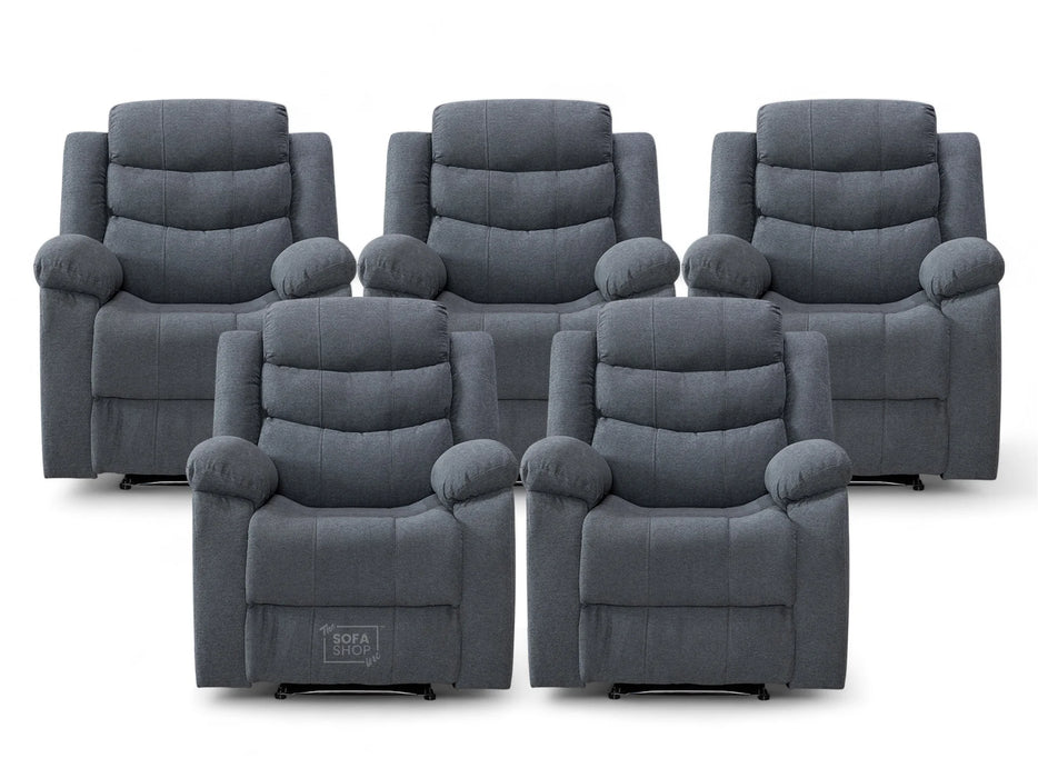 Row of 5 Manual Recliner Chairs Dark Grey Fabric - Sortino