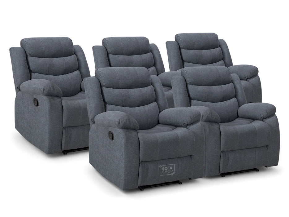 Row of 5 Manual Recliner Chairs Dark Grey Fabric - Sortino