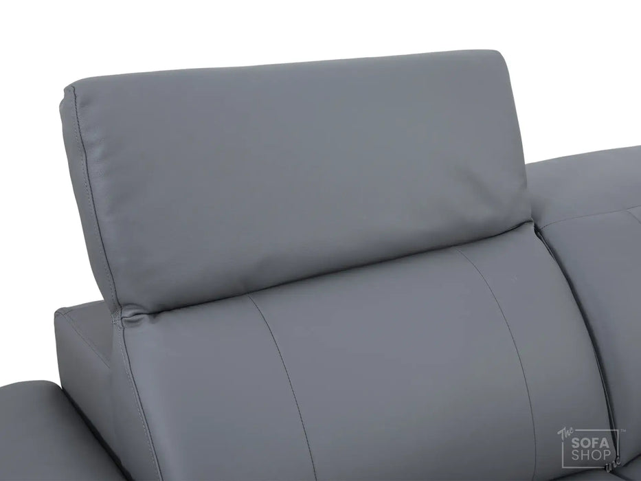 Extendable Electric Sofa - Bed in Grey Real Leather | 3 Independant Power Motion Seats Perfect for Cinema Room & Home Theatre | Adjustable Headrests | USBc Ports | Sevilla
