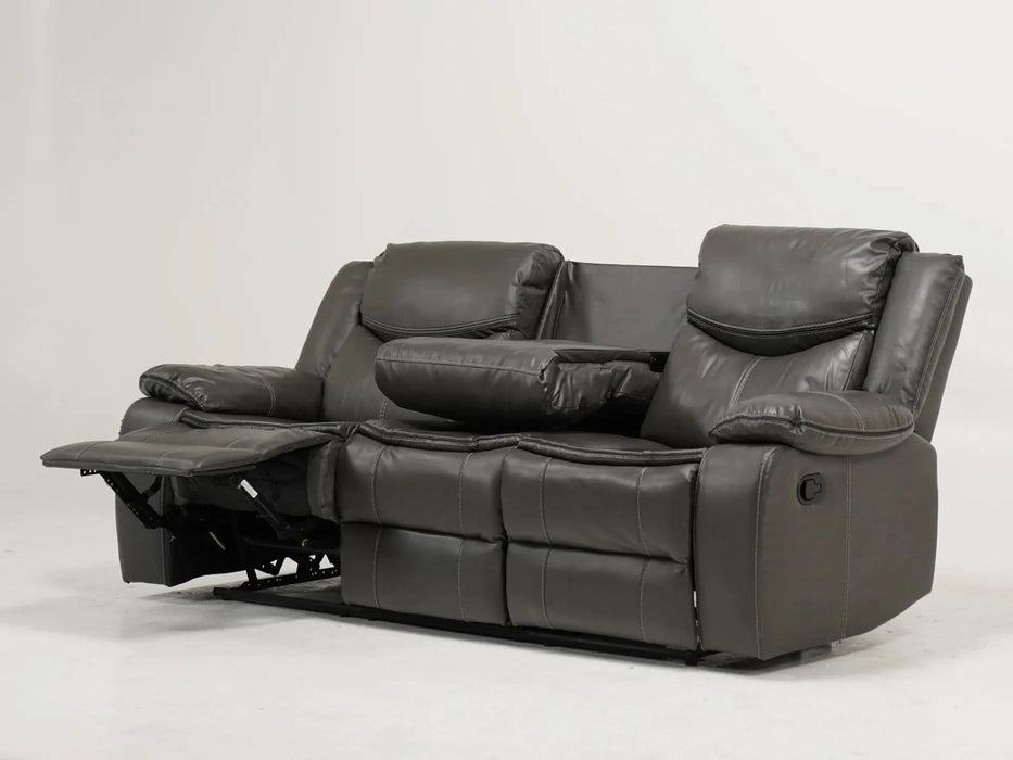 3 Seater Recliner Sofa In Grey Leather | Used + Rip on Left Front Side Panel | Highgate | Second Hand Sofas 33