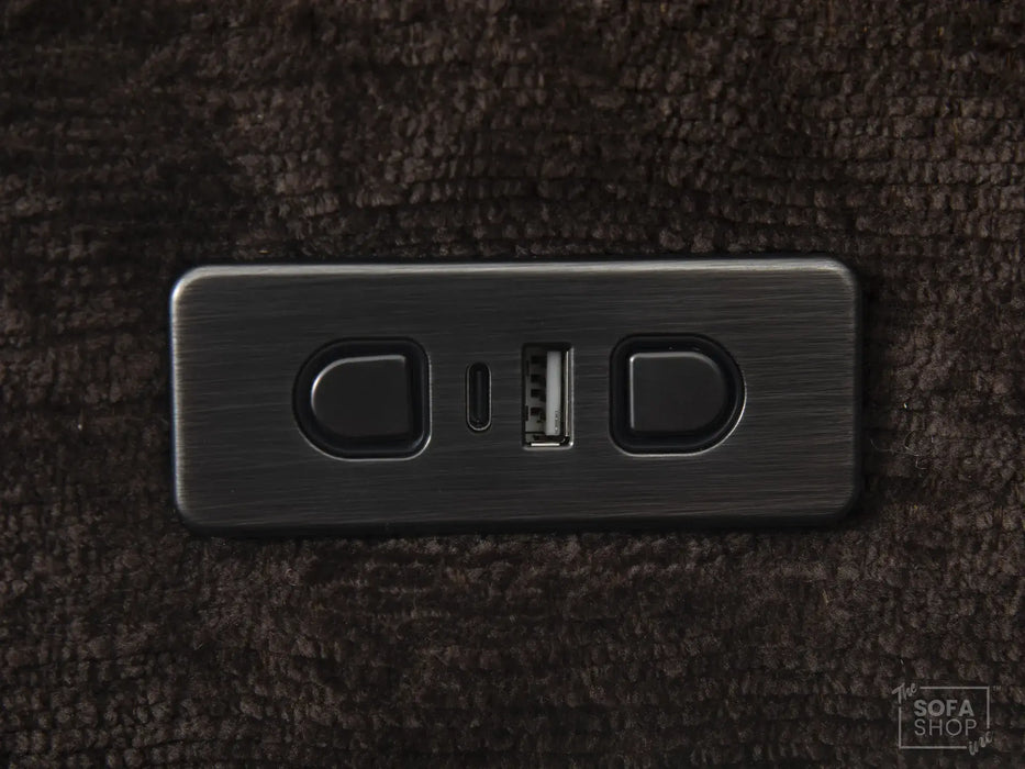 Extendable Electric Sofa Bed Chair in Brown Corduroy Fabric | 1 Seat Home Cinema Couch with Power Slider | USBc Charging Ports | Palma