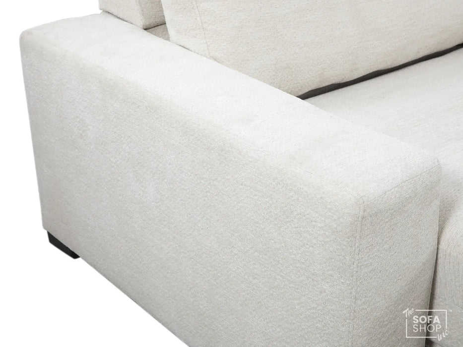 Extendable Electric Sofa - Bed in Cream Chenille Fabric | 3 Seater Power Sliding Couch Perfect for Home Cinema & Movie Nights  | USBc Charging Ports | Palma