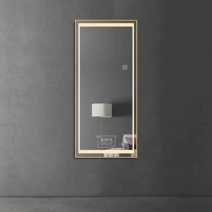 Rectangular Gold Mirror with Aluminum Alloy Frame - 70x180cm