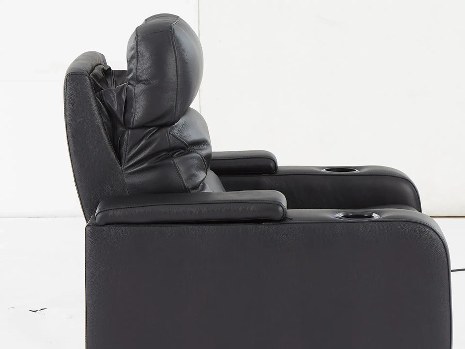 1 Seat Electric Recliner Chair Home Cinema Sofa | Real Leather Chair in Black with Power Recliner & Adjustable Headrest - Trapani - 27