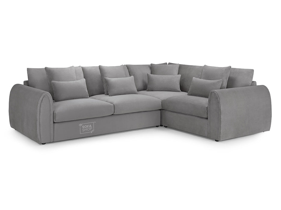 Right Hand Facing Corner Sofa in Grey Or Beige Fabric - Mirabel