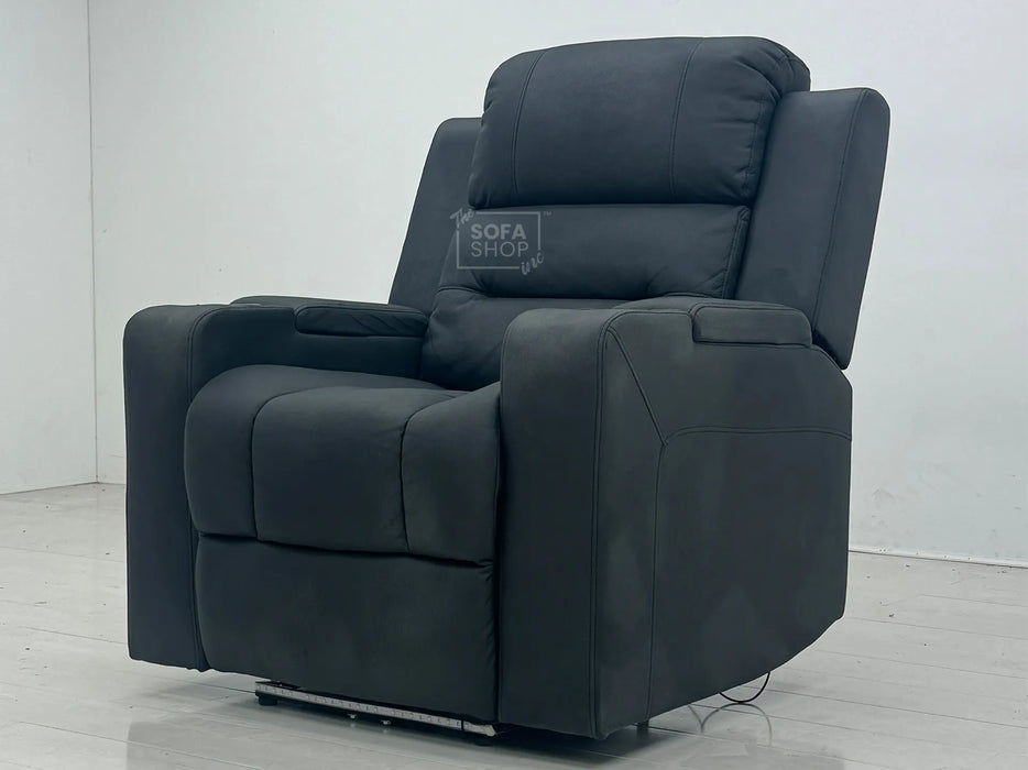 Siena Electric Recliner Chair & Cinema Seat in Black Fabric - Massage + Power Headrest + USB - Seat stained - EX Display Chair 89