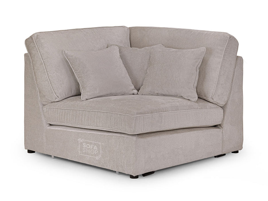 Left Hand Facing Corner Sofa in Grey, White Or Mocha Fabric -  Kiana